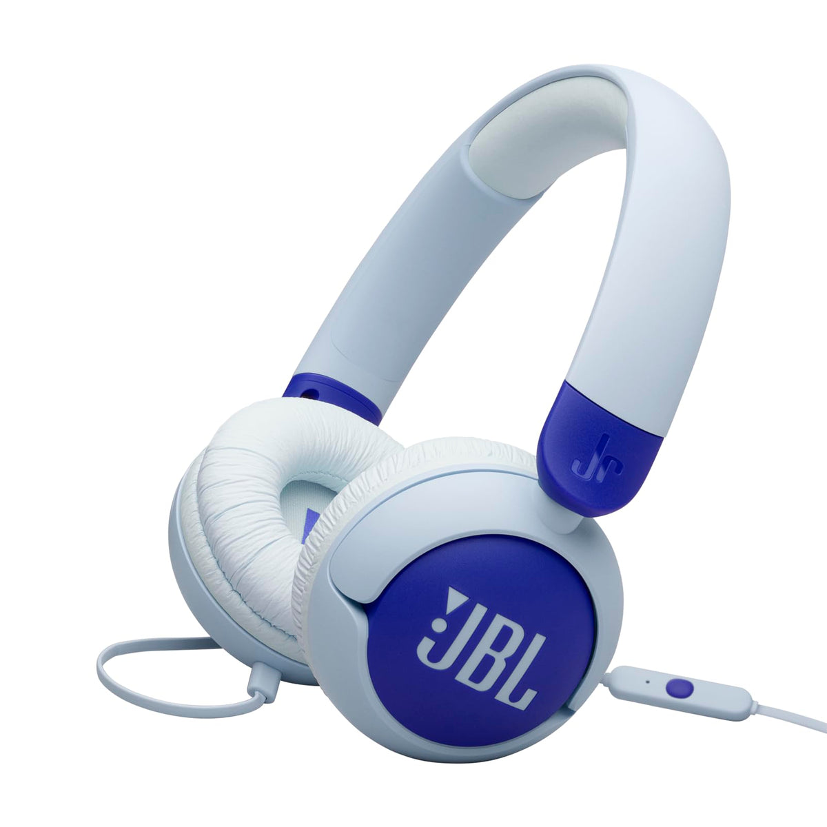 JBL Junior 320 BT Wireless On-Ear Bluetooth Headphones with Built-in Microphone for Kids, 50 Hours Playback, Safe Sound, Low Volume, Easy Operation and Sticker Set, Blue - JBLJR320BTBLU