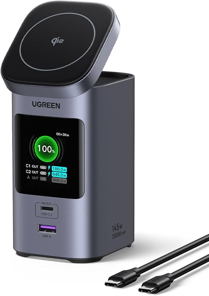 2-in-1 Inductive Charger/Powerbank Ugreen Nexode 20000mAh, 145W, Qi2, 2x USB-C, USB
