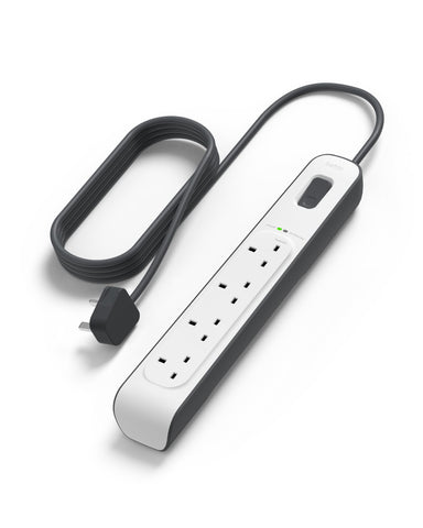 Belkin 6 Way/6 Plug Surge Protection Strip With 2 Meters Cord Length - Heavy Duty Electrical Extension Socket