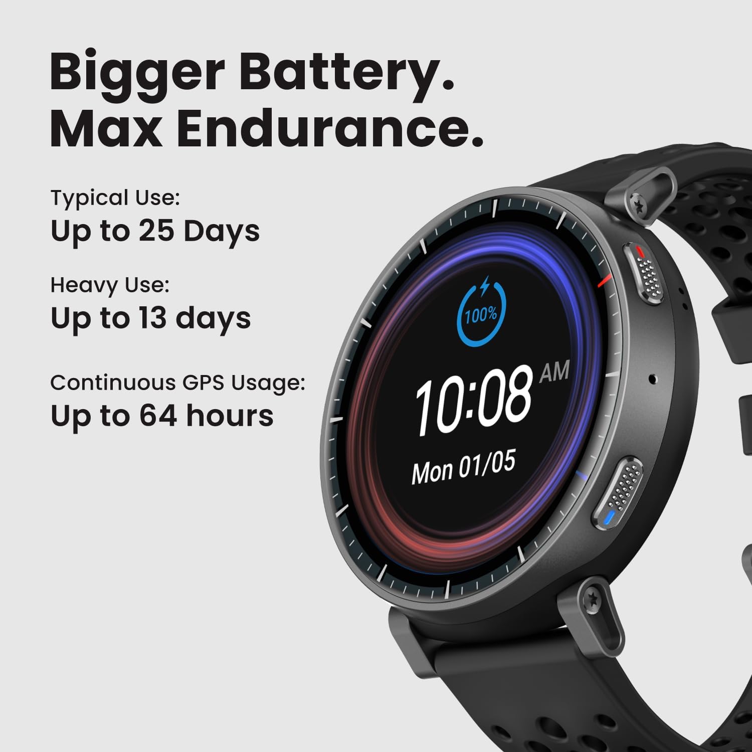 Amazfit Active Max Smartwatch 1.5 Inch AMOLED Display, 25 Day Battery, Offline Maps, NFC, GPS, 4GB Memory, 170+ Sports Modes, 5 ATM Water Protection, Heart Rate & Sleep Tracking for Android & iPhone