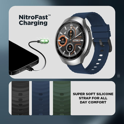 Fastrack VOX CirQ Smart Watch with AI Chat & AI Watchfaces, 1.38” TFT Display, Ripple Design, BT Calling, 24/7 Health Suite, SpO2, HRM, Sleep Tracking, IP68 Water Resistant - Onyx Black