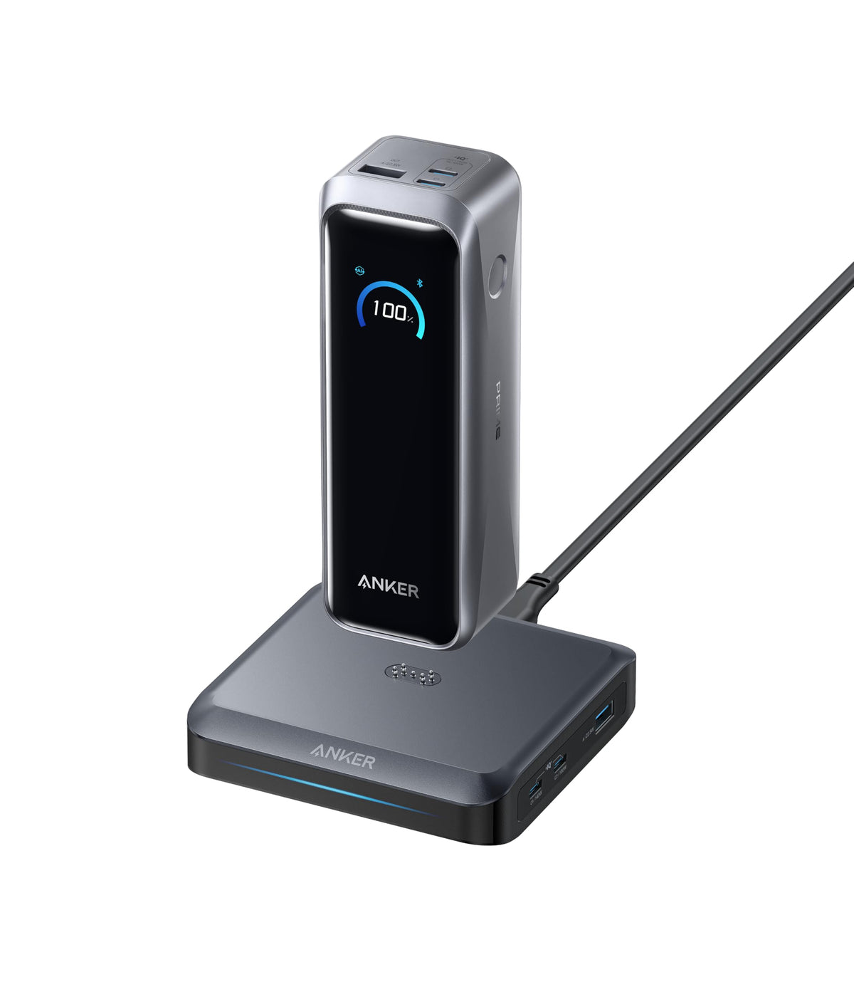 Anker Prime Power Bank and Charging Base, 26,250mAh 300W Max Portable Charger with Base for 6 Devices, Two-Way Charging, Flight-Approved, App Control, For MacBook, iPhone 17/16/15 Series, and More