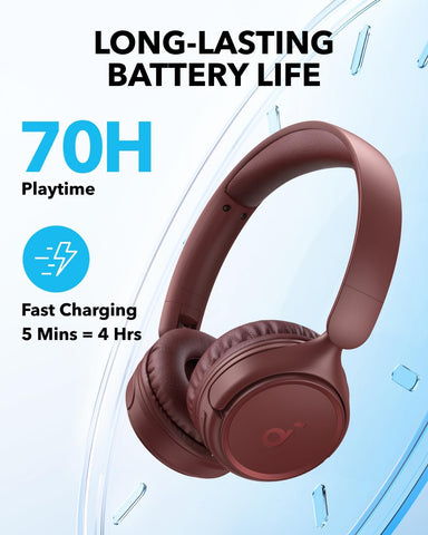 Soundcore by Anker H30i Bluetooth Headphones 70 Hours Playback 40 mm Drives Bluetooth 5.3 Ultra Light App Supported Red