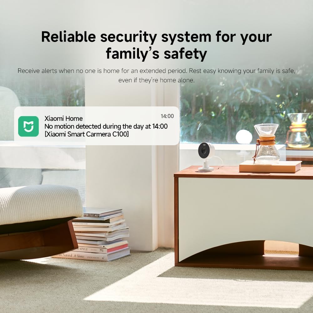 Xiaomi Smart Camera C100, 2K Indoor Security Camera, 360° View, Night Vision, Two-Way Audio, Motion Detection, Works with Alexa