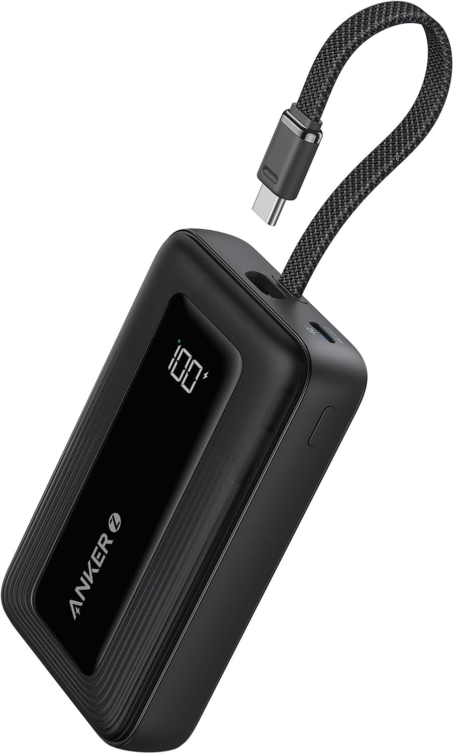 Anker Zolo Power Bank, 20,000mAh 30W High-Speed Portable Charger with Built-In USB-C Cable, Battery Pack For iPhone 17/17 Air/17 Pro/17 Pro Max/16 Series, Galaxy, and More (Black, 20000 mAh)