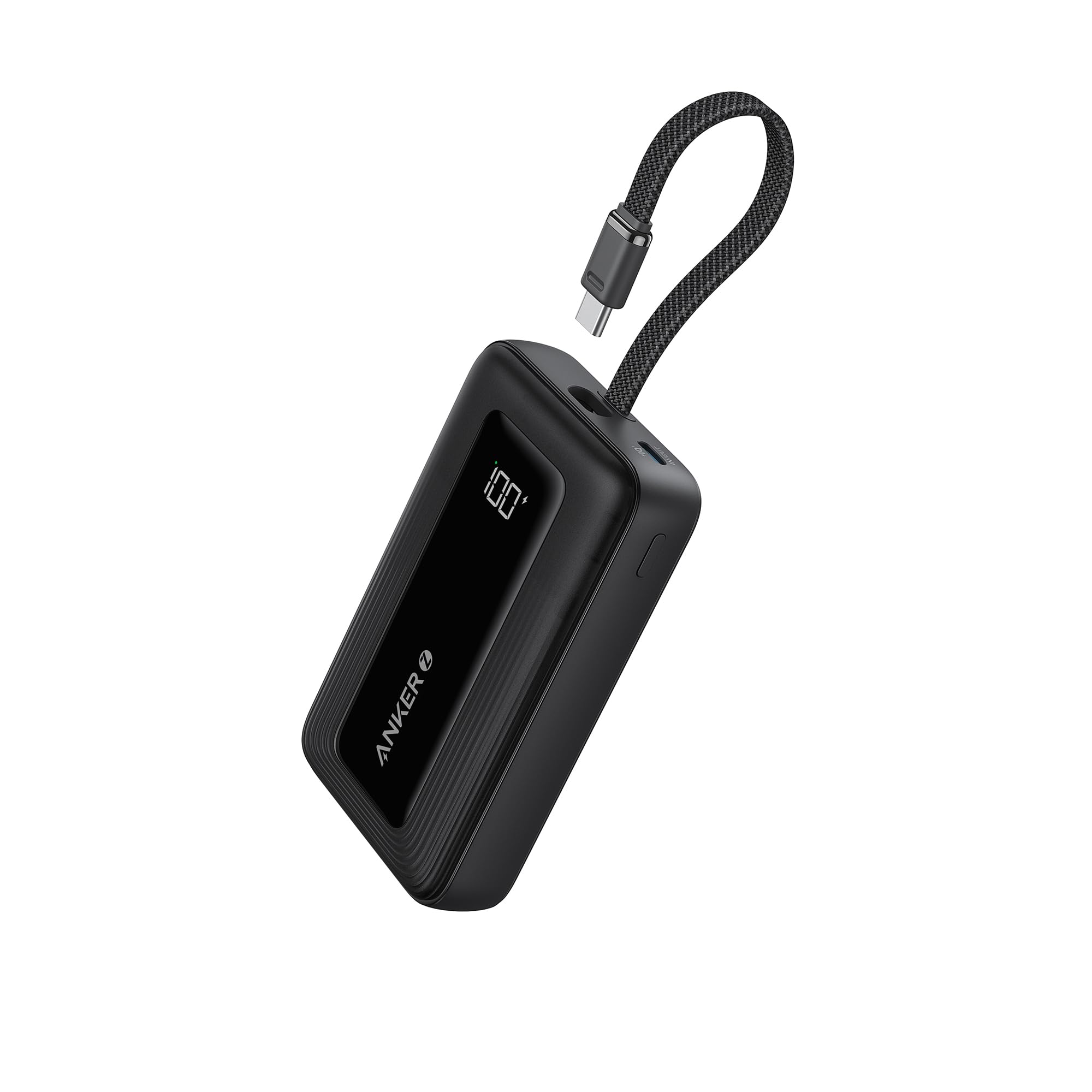 Anker Zolo Power Bank, 20,000mAh 30W High-Speed Portable Charger with Built-In USB-C Cable, Battery Pack For iPhone 17/17 Air/17 Pro/17 Pro Max/16 Series, Galaxy, and More (Black, 20000 mAh)