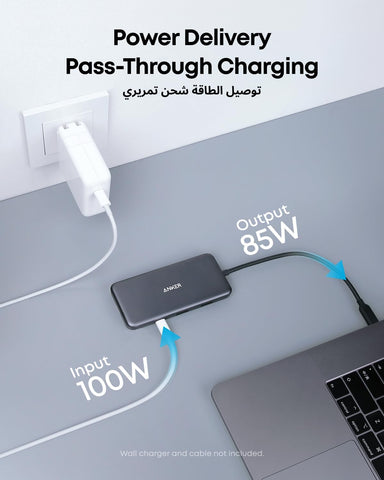 Anker 341 USB-C Hub (7-in-1) with 4K HDMI, 100W Power Delivery, USB-C and 2 USB-A 5 Gbps Data Ports, microSD and SD Card Reader, for MacBook Air, MacBook Pro, XPS, and More