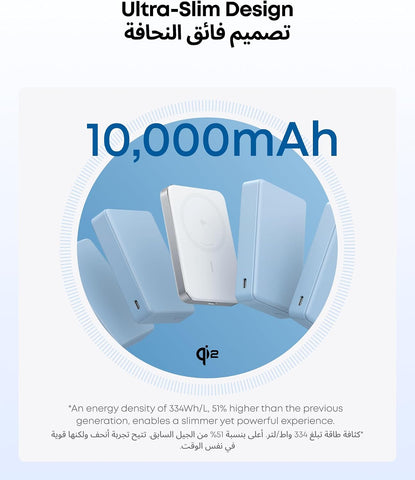 Anker MagGo Power Bank, Ultra-Slim 10,000mAh Magnetic Battery Pack, Qi2 Certified 15W Ultra-Fast MagSafe Compatible Portable Charger, Ergonomic Design, for iPhone17/16/15/14 Series, and more