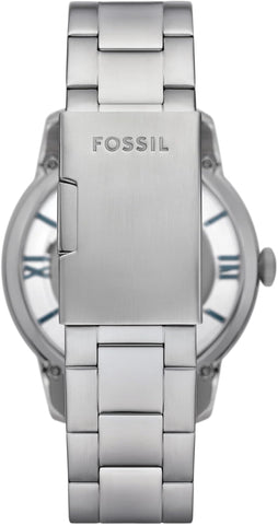 Fossil Men's Townsman Automatic Stainless Steel and Leather Three-Hand Skeleton Watch, Color: Silver/Pacific Blue Indices (Model: ME3260)