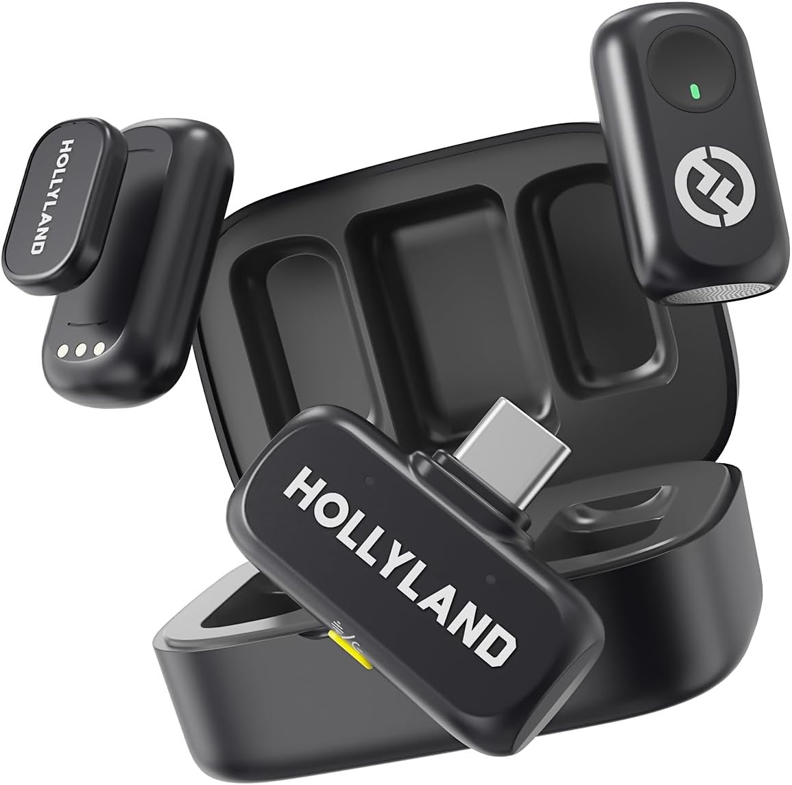Hollyland LARK A1 DUO Type-C Version Wireless Microphone for iPhone 15/16 & Android, Pure Sound, 3-Level Intelligent Noise Cancellation, Magnetic Mini Microphone for Vlogging, YouTube, Podcast, TikTok