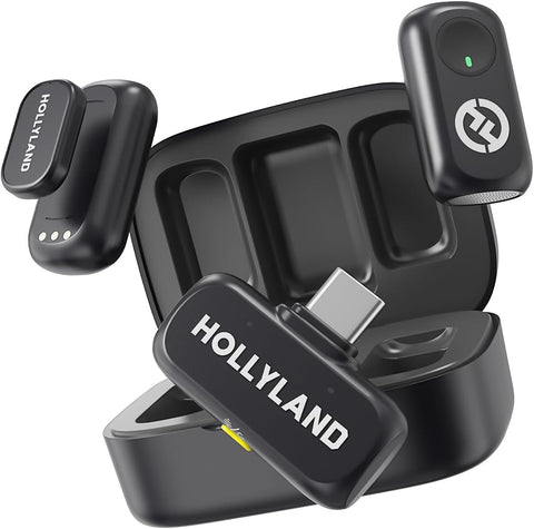 Hollyland LARK A1 DUO Type-C Version Wireless Microphone for iPhone 15/16 & Android, Pure Sound, 3-Level Intelligent Noise Cancellation, Magnetic Mini Microphone for Vlogging, YouTube, Podcast, TikTok