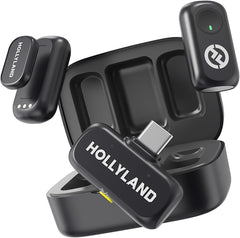 Hollyland LARK A1 DUO Type-C Version Wireless Microphone for iPhone 15/16 & Android, Pure Sound, 3-Level Intelligent Noise Cancellation, Magnetic Mini Microphone for Vlogging, YouTube, Podcast, TikTok