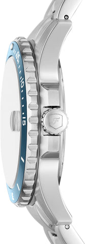 Fossil Men's Blue Quartz Stainless Steel Three-Hand Watch, Color: Silver/Pacific Blue Taper (Model: FS6050)