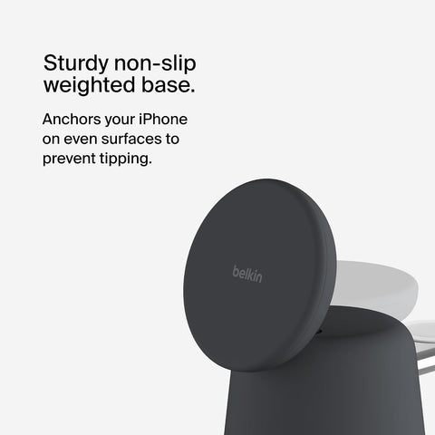 Belkin Fast Charge Pro 2-in-1 Wireless Charging Dock with MagSafe 15W Fast Charge iPhone Charger Compatible with iPhone 16, 15, 14, 13, and 12 Series, AirPods, and Other MagSafe Enabled Devices