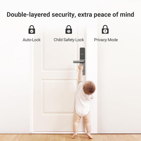 EZVIZ Smart Lock DL05, 7-in-1 Keyless Entry Door Lock, with Fingerprint Access – Secure Keyless Entry, Multiple Unlock Options, Instant Alerts, Weather-Resistant, Child Safety Privacy Control 5085