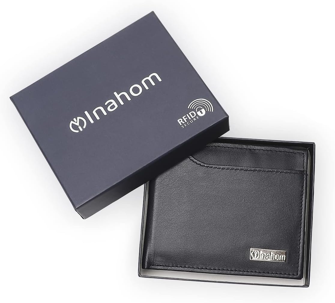 Bi-Fold Organised Wallet Flat Nappa Genuine and Smooth Leather Upper IM2021XDA0002-400-Navy Blue