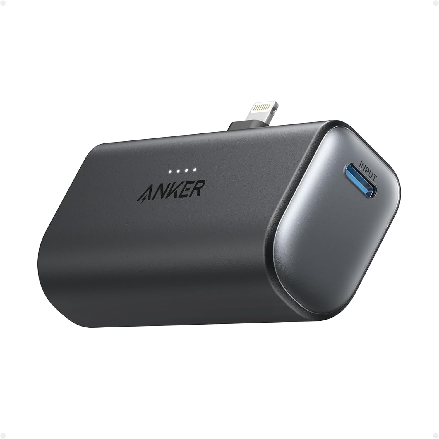 Anker 621 Power Bank with Built-in Lightning Connector, MFi Certified, Battery Pack 5,000mAh 12W, Compatible with iPhone 15/15 Pro / 15 Plus / 15 Pro Max, iPhone 14 and 13 Series (Black)