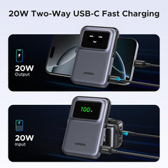 UGREEN Uno Magsafe Power Bank 10000mAh Qi2 Certified 15W iPhone16 Pro Max Fast Charging Magnetic Portable Charger with Foldable Stand and TFT Display Battery Pack Wireless for iPhone 16-12 Series