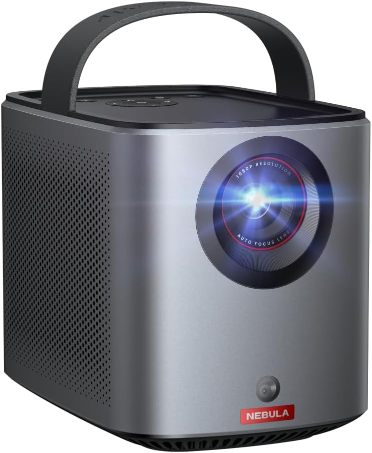 NEBULA Anker Mars 3 Air 1080p Mini Projector, Smart 400 ANSI-Lumen Portable Projector with Google TV, Wi-Fi, Dolby Digital, 2×8W, 150-Inch Picture, Built-In Battery with 2.5-Hour Playtime
