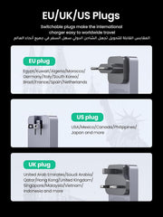 UGREEN Nexode Pro 65W USB-C Charger,Travel Adapter with UK/EU Plug GaN II 3-Port Ultra-Slim Type C Fast Wall Charge Laptop Charging Compatible for MacBook Air,Dell XPS,iPad, iPhone 17,Galaxy S25 Ultra