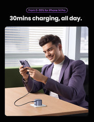 UGREEN 30W Charger with Cable for iPhone 16 Pro Cable Nexode GaN USB C Power Adapter Foldable Samsung Charger Type C Plug Set with 1M 60W USB Cable for iPhone 16 Pro Max/15, iPad, Galaxy S25, etc