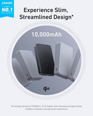 Anker MagGo Power Bank, Ultra-Slim 10,000mAh Magnetic Battery Pack, Qi2 Certified 15W Ultra-Fast MagSafe Compatible Portable Charger, Ergonomic Design, for iPhone17/16/15/14 Series, and more