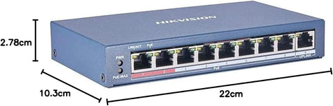 Hikvision - ds-3e0310p-e/m - unmanageable network switch - 8 poe 10 / 100m ports + 2 gigabit rj45 ports - fanless - ds-3e0310p-e/m