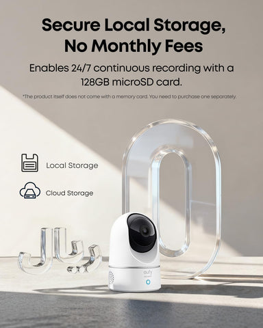 Eufy Security 2K Indoor Cam Pan & Tilt | Smart Home Camera with AI Human & Pet Detection | Motion Tracking | Night Vision | Works with Voice Assistants | MicroSD Storage – No HomeBase Required