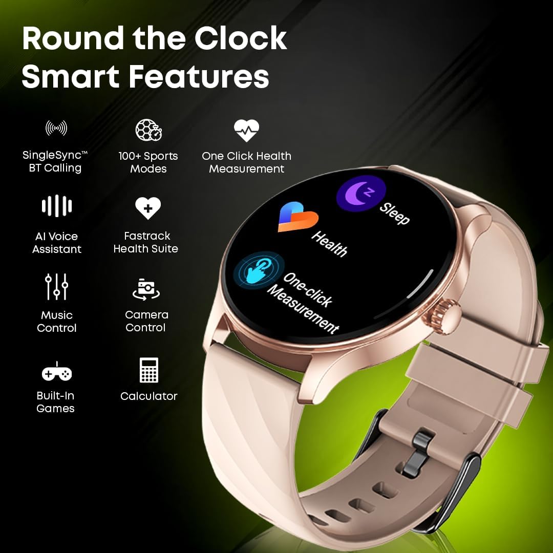 Fastrack Limitless XR1 Smart Watch-1.38" UltraVU HD Display, BT Calling, Fast Charge, 100+ Sports Mode, Calculator, Heart Rate Monitor, AI Voice Assistant, IP68, Smartwatch for Men & Women (Blue)