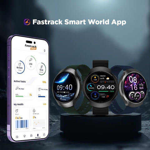 Fastrack VOX CirQ Smart Watch with AI Chat & AI Watchfaces, 1.38” TFT Display, Ripple Design, BT Calling, 24/7 Health Suite, SpO2, HRM, Sleep Tracking, IP68 Water Resistant - Onyx Black
