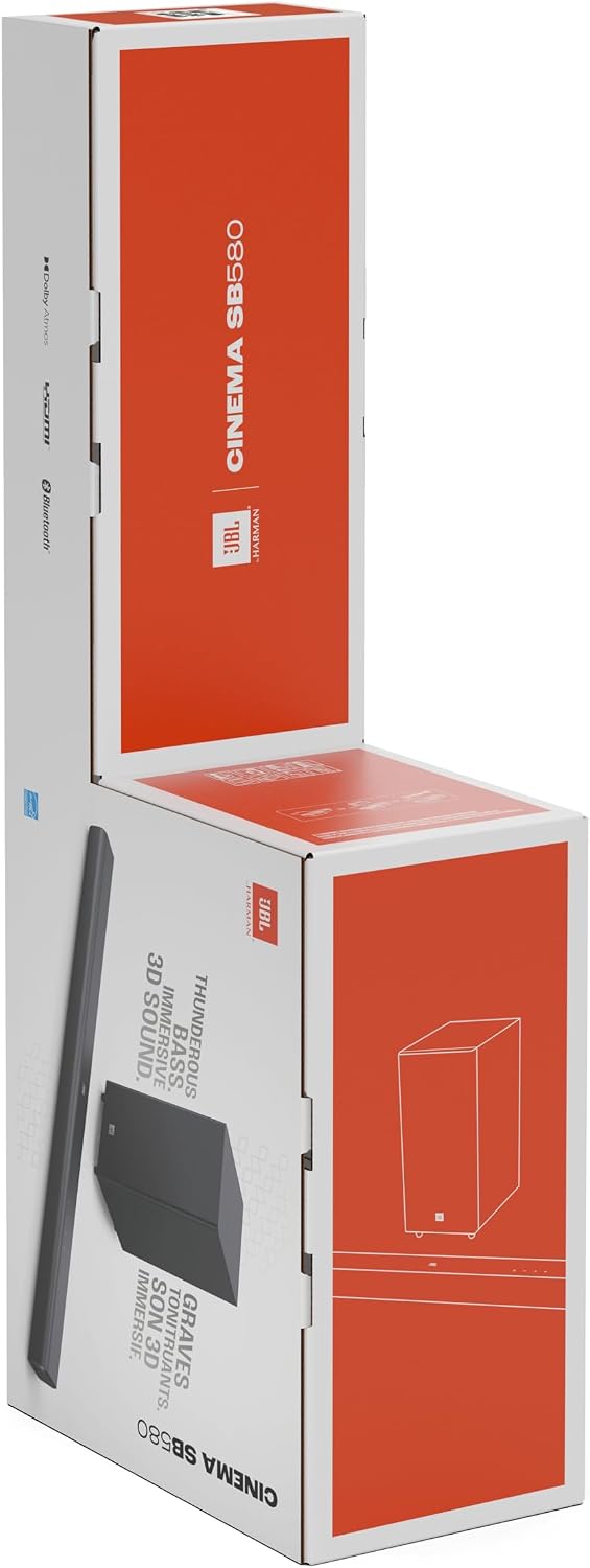 JBL Cinema SB580 3.1 Channel Soundbar with Virtual Dolby Atmos and Wireless Subwoofer - JBLSB580BLKUK, Black