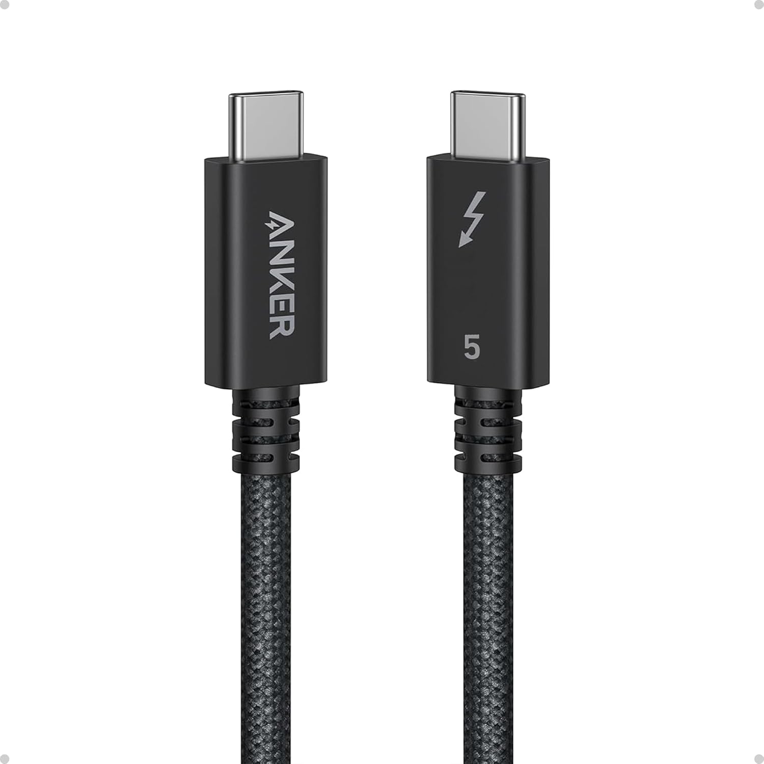 Anker Prime TB5 Cable, 3.3 FT USB C to USB C, 240W Charging Thunderbolt 5 Cable, 80Gbps Data Transfer, Supports 8K/4K Displays, for iPhone 17/16 Series, MacBook Air, and More (Thunderbolt 5-Certified)