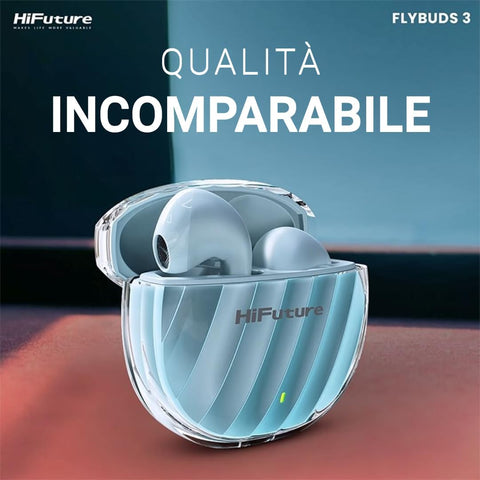 HiFuture Flybuds 3 Bluetooth 5.3 Earphones, Gym and Sport Earphones with 4 Built-in Microphones for Calls, Environmental Noise Cancellation, IPX5 Waterproof for Android and iOS