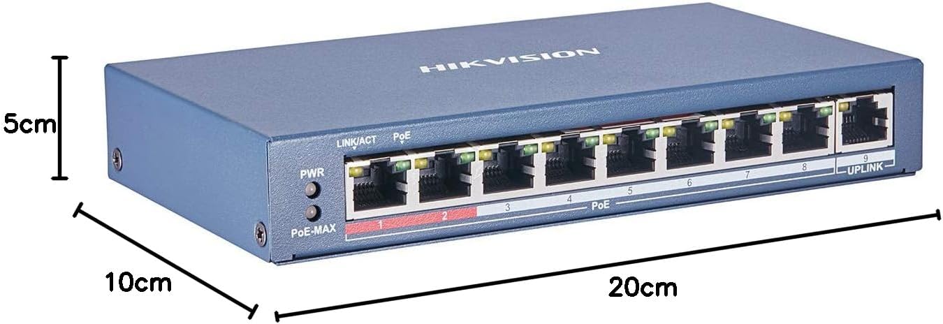 HIKVISION DS-3E0109P-E/M(B) Layer 2 100m Poe Switch, Based on Wire-speed Forwarding, Supports Ethernet Poe Power Supply & Extend Mode, Power Supply Distance Reaches 250m