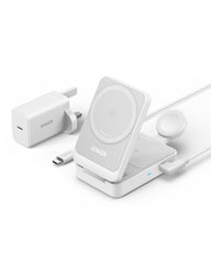 Anker MagSafe Charger Compatible, MagGo 3-in-1 Wireless Charging Station, Qi2 Certified 15W Wireless Stand, Apple Watch Charger for MagSafe, For iPhone 17/16/15, AirPods (40W USB C Charger Included)