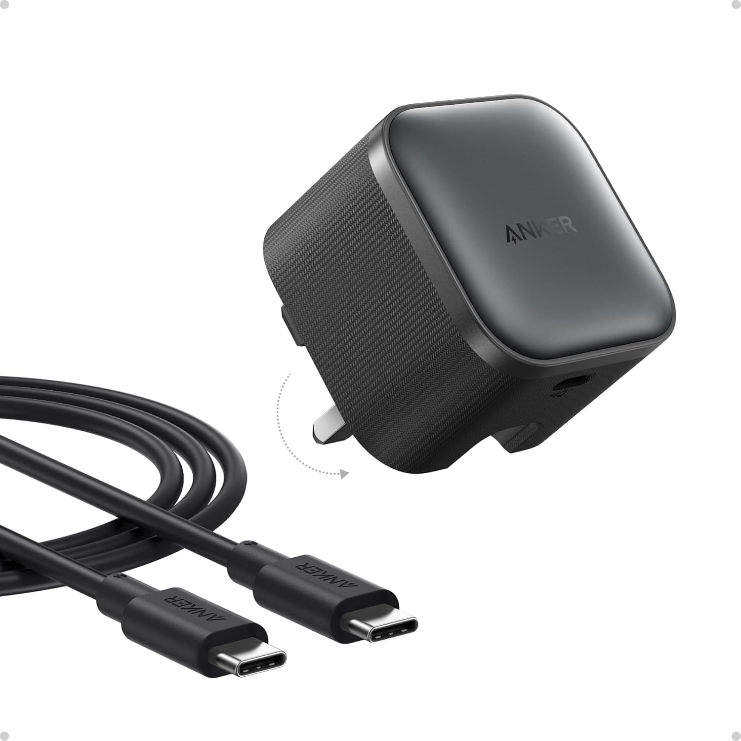 Anker Nano 45W Type C Fast Charging Charger, Compact and Folddable Plug, USB-C Charger Block for Samsung Galaxy S26 Ultra/S25 Series, iPhone 17 Series, MacBook, Pixel 9, iPad (6 ft Cable Included)