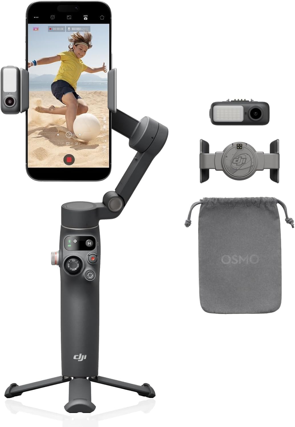Osmo Mobile 8P Gimbal Stabilizer for iPhone & Android, Remote Controller, Native Tracking, Built-in Extension Rod & Tripod, 10h Battery, Robust 3-Axis Stabilization, 360° Pan Rotation, Phone Gimbal
