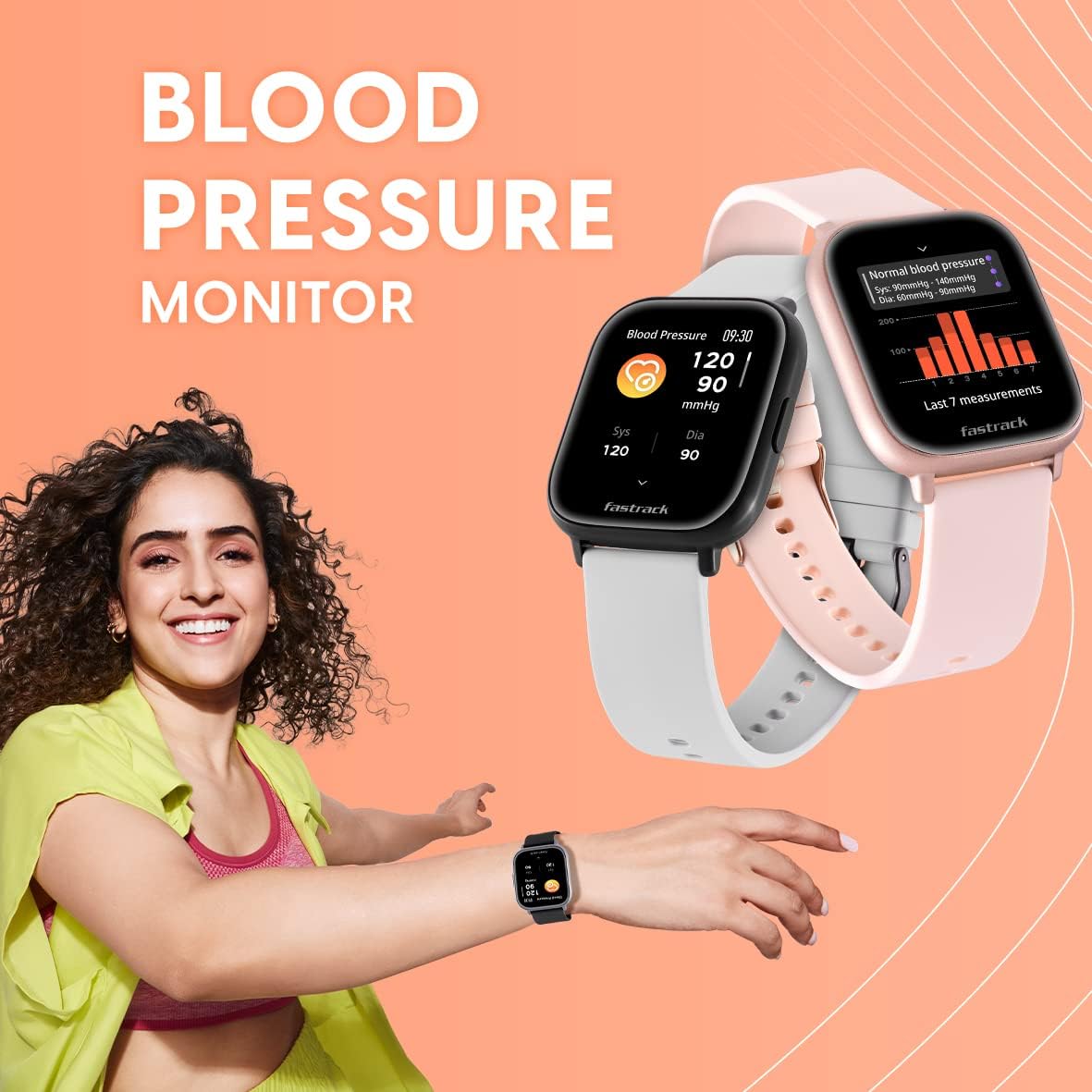 Fastrack Reflex Vybe Smart Watch|1.5” HD Display|50+ Sports Modes|100+ Watchfaces|in-Built Game|BP Monitor|SpO2|Sleep Tracker|Custom Watchface|7 Day Battery|Camera & Music Control|IP68|Rose Gold