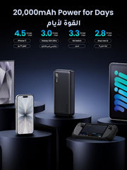 UGREEN Power Bank 20000mAh, PD 22.5W Portable Charger Fast Charging | flight-safe, high-capacity, PD 3.0 USB-C input & output, digital display, for iPhone 17/16, Galaxy S25, iPad, AirPods, etc