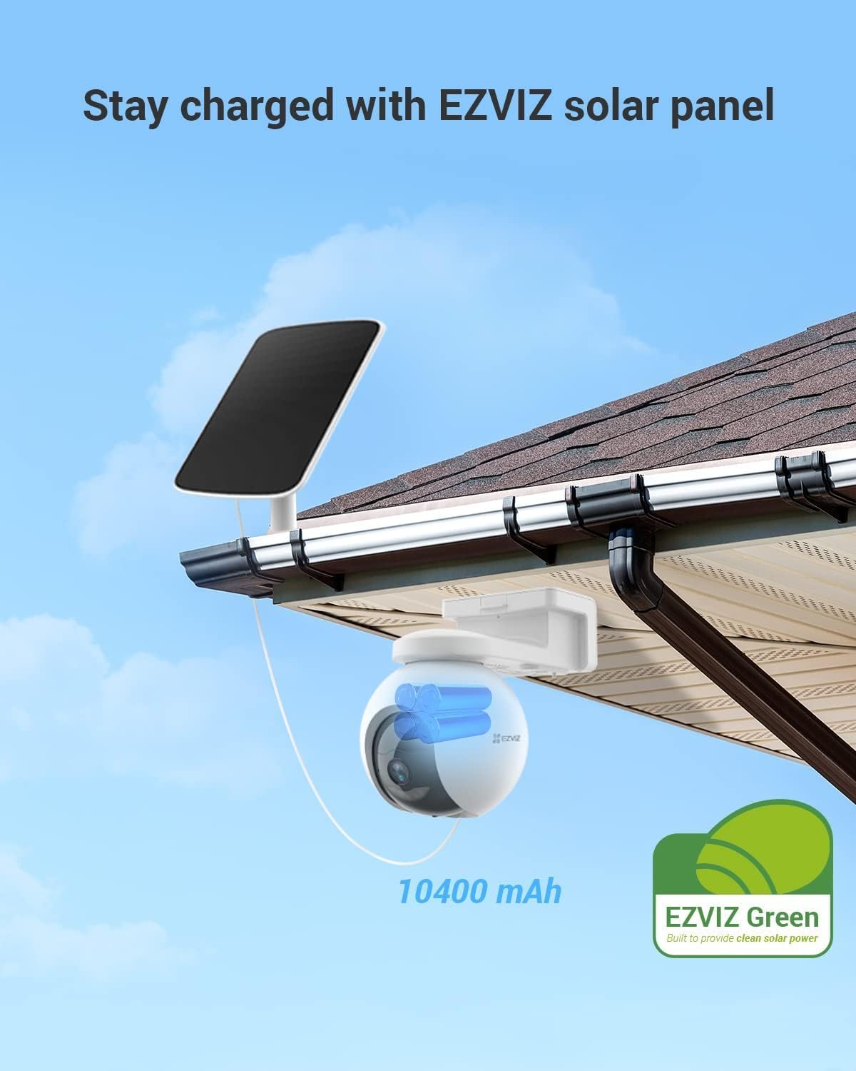 EZVIZ 4G LTE & WiFi Solar Security Camera, 4K Auto Tracking, EB8 Pro 4G Kit | 4G LTE & Wi-Fi Solar Camera, 4K 8MP Auto Tracking, Human/Vehicle/Animal Detection, Color Night Vision, No Subscription, IP65