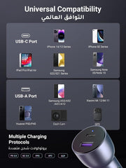 UGREEN 52.5W Fast Car Charger Dual USB Ports Fast Car Power Adapter PD30W iPhone 16 Car Charger Fast Charging Samsung S24 Series 25W Car USB Plug for Samsung, iPhone, iPad Pro/Air, Huawei, Xiaomi, etc