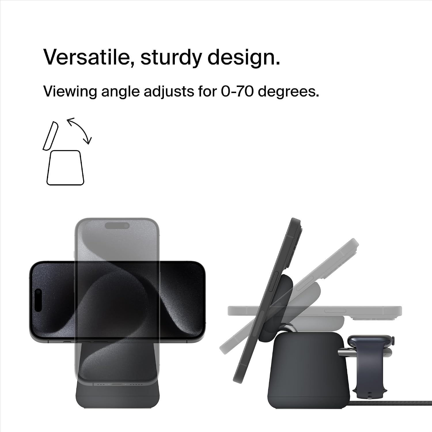 Belkin Fast Charge Pro 2-in-1 Wireless Charging Dock with MagSafe 15W Fast Charge iPhone Charger Compatible with iPhone 16, 15, 14, 13, and 12 Series, AirPods, and Other MagSafe Enabled Devices