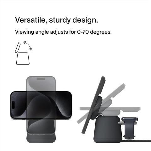 Belkin Fast Charge Pro 2-in-1 Wireless Charging Dock with MagSafe 15W Fast Charge iPhone Charger Compatible with iPhone 16, 15, 14, 13, and 12 Series, AirPods, and Other MagSafe Enabled Devices
