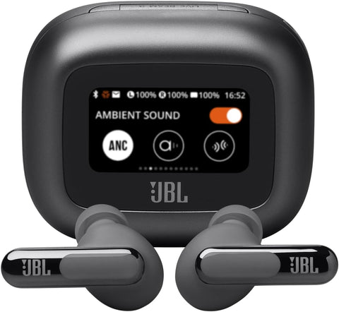 JBL Live Beam 3 True wireless noise-cancelling earbuds with stick-closed design and Smart Charging Case, JBLLIVEBEAM3BLK, Black