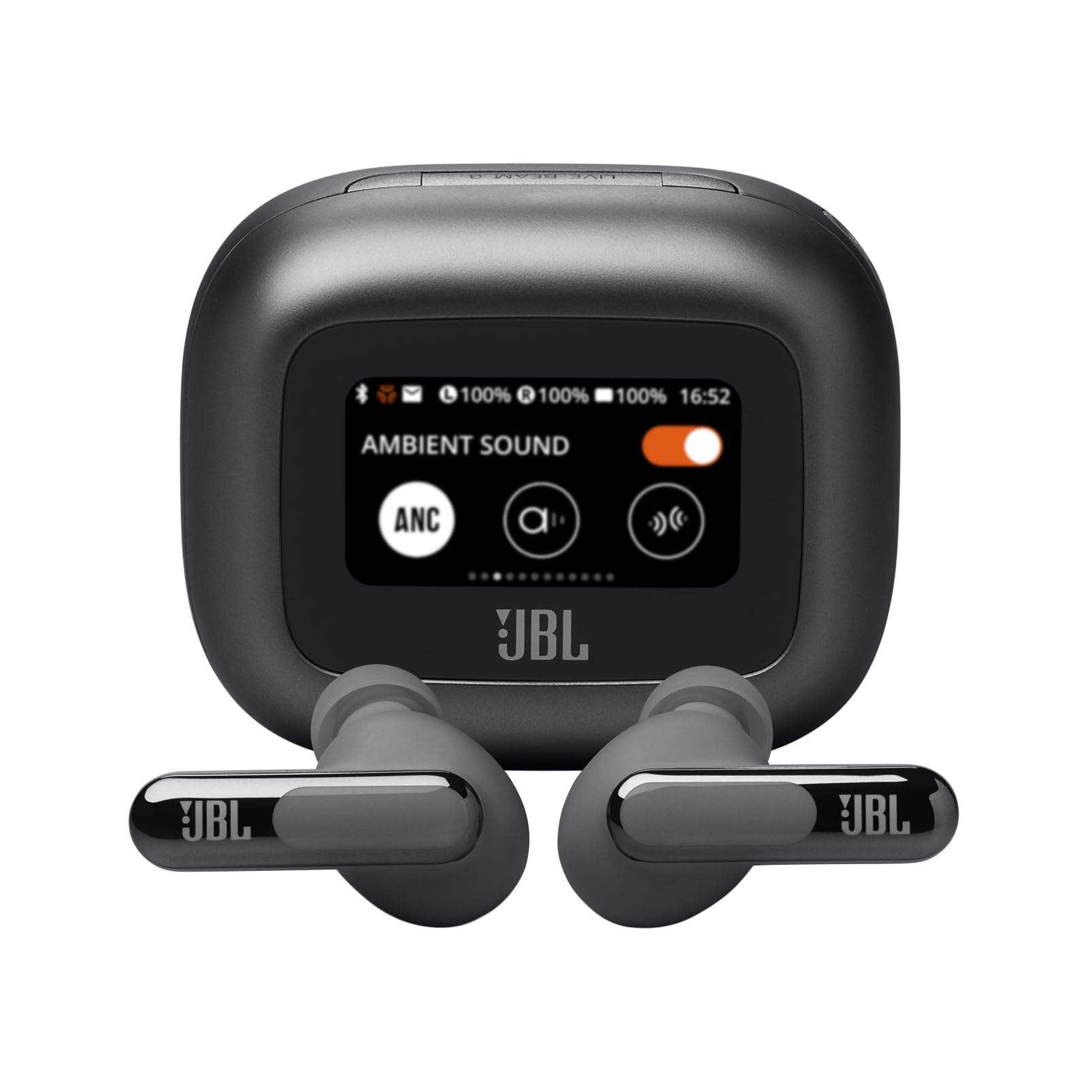 JBL LIVE FLEX 3 True wireless noise-cancelling earbuds with open-stick design and 50 hours total playback plus wireless charging, JBLLIVEFLEX3SIL, Silver