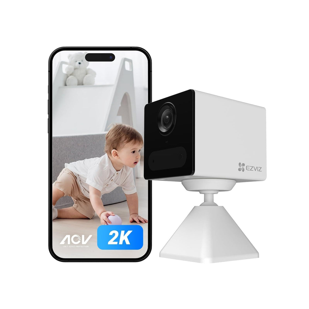 EZVIZ 4G LTE Indoor Surveillance Camera with SIM Card Slot, 2K Battery Camera Without WiFi, Person Detection, AOV Mode, 2-Way Audio, Compatible with Alexa/Google, SD Card Max. 512 GB, CB2 4G Black