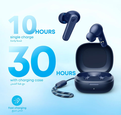 soundcore Anker P20i Bluetooth Earphones, 10mm Drivers with Big Bass True Wireless Earbuds, Bluetooth 5.3, 30H Playtime, IPX5, 2 Mics for AI Clear Calls, 22 Preset EQs, Customization via App (Blue)