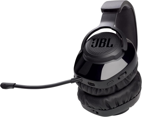 JBL Quantum 300 Hybrid Wired Over-Ear Gaming Headphones with Voice-Focus Flip-Up Mic, QuantumSURROUND Realistic Spatial Soundstage, Lightweight, Memory Foam Comfort, PC and Consoles Compatible - Black