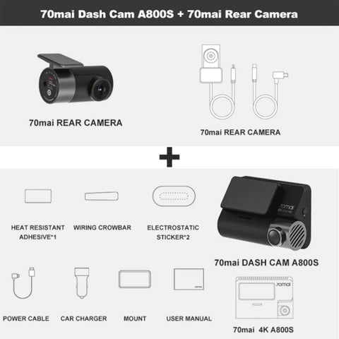 70mai A800S Dual Vision Front Plus Rear Cam