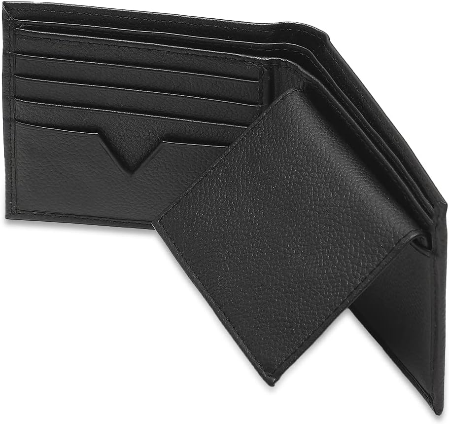 Bi-Fold Organised Wallet Flat Nappa Genuine and Smooth Leather Upper IM2021XDA0007-001-Black